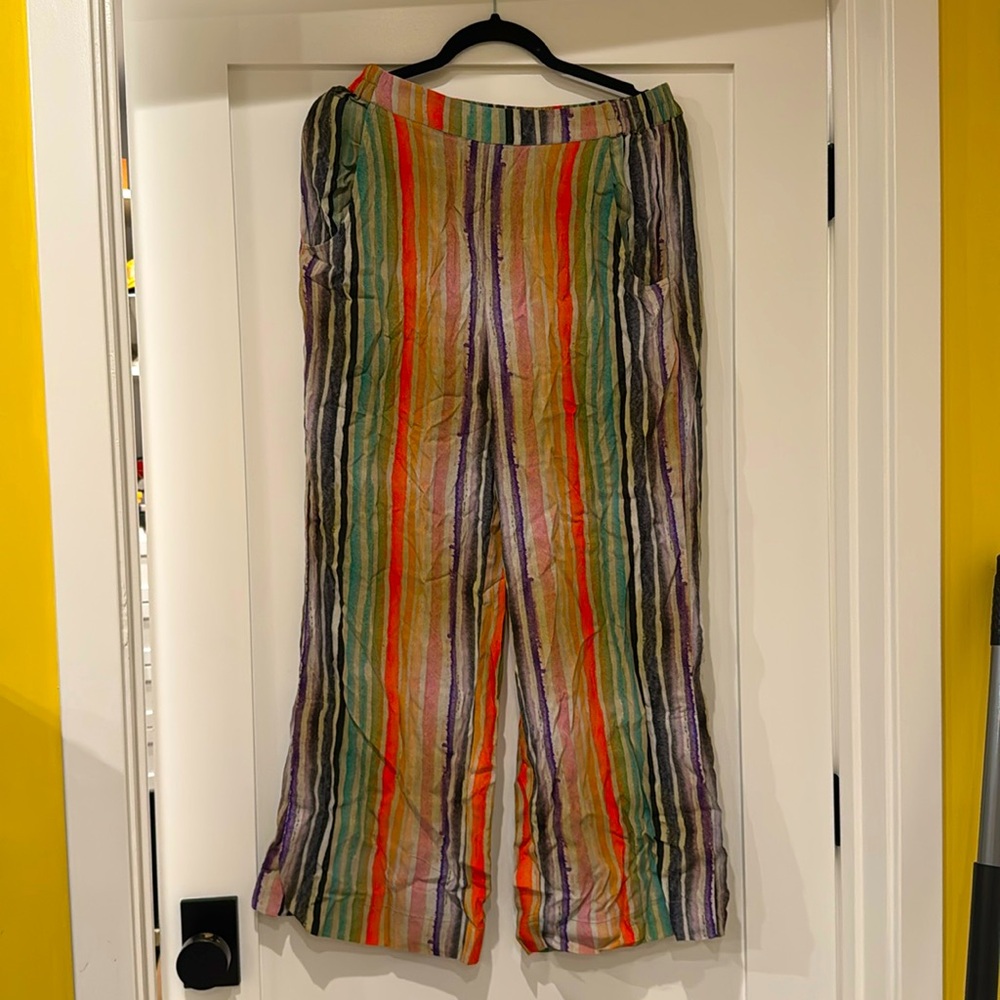 Bl^nk Bl-nk London Anthropologie Balbina Pants Viscose Striped Wide Leg $144